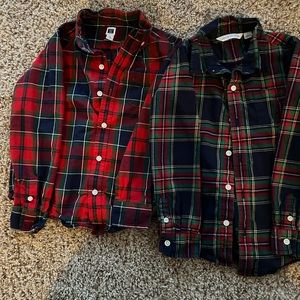 2 Janie and Jack sz5 plaid button downs